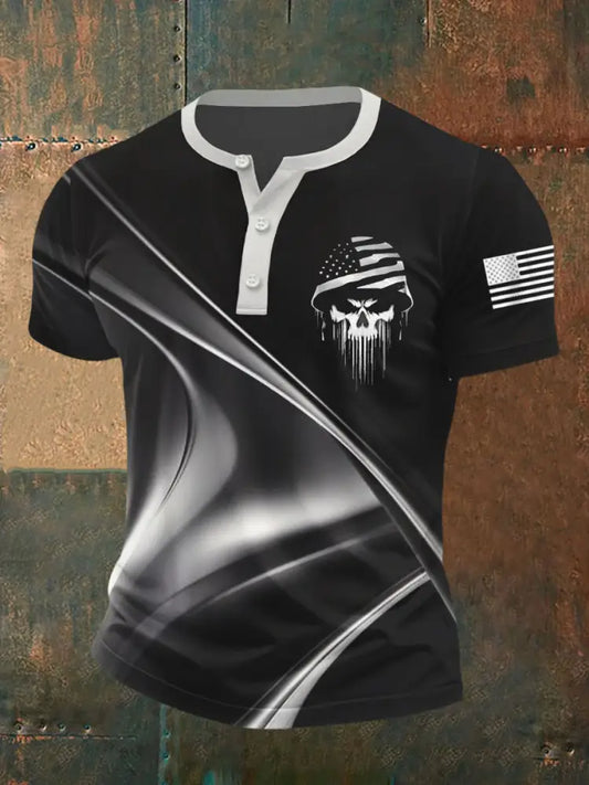 Men’s Patriotic USA Soldier Skull T-shirt Black / S