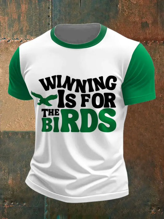 Men’s Philadelphia Eagles Printed Vintage Fashion Loose Short Sleeve T-Shirt White-Green / S