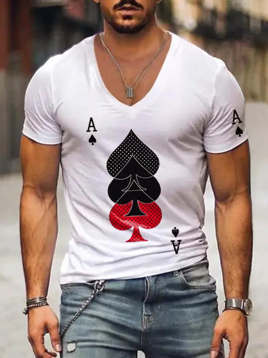 Men’s Playing Cards Inspired Art Print T-Shirt White / S