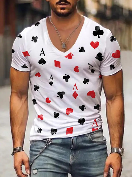 Men’s Playing Cards Inspired Art Print T-Shirt White / S