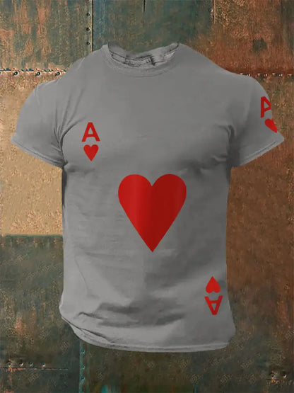 Men’s Poker Ace of Hearts T-shirts Light Gray / S