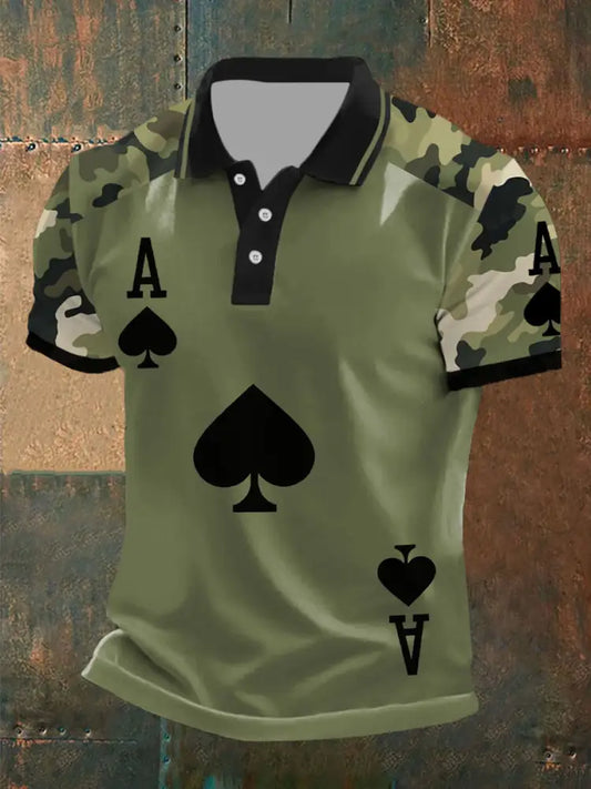 Men’s poker Ace of Spades camouflage tops Army Green / S