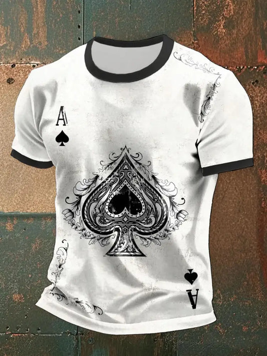 Men’s poker Ace of Spades casual t-shirts As picture / S