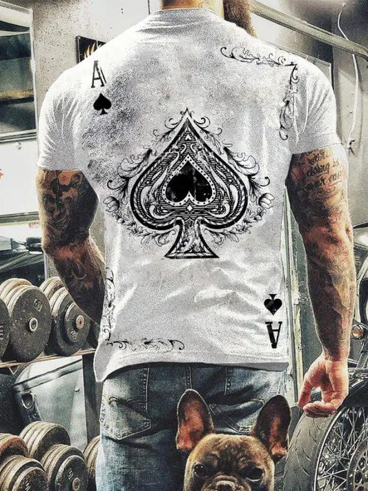 Men’s poker Ace of Spades casual t-shirts As picture / S