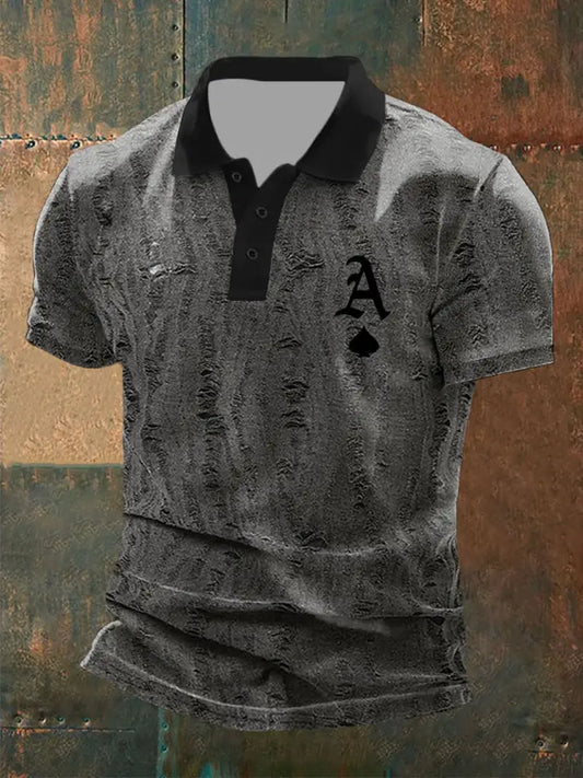 Men’s poker Ace of spades casual tops Dark Gray / S