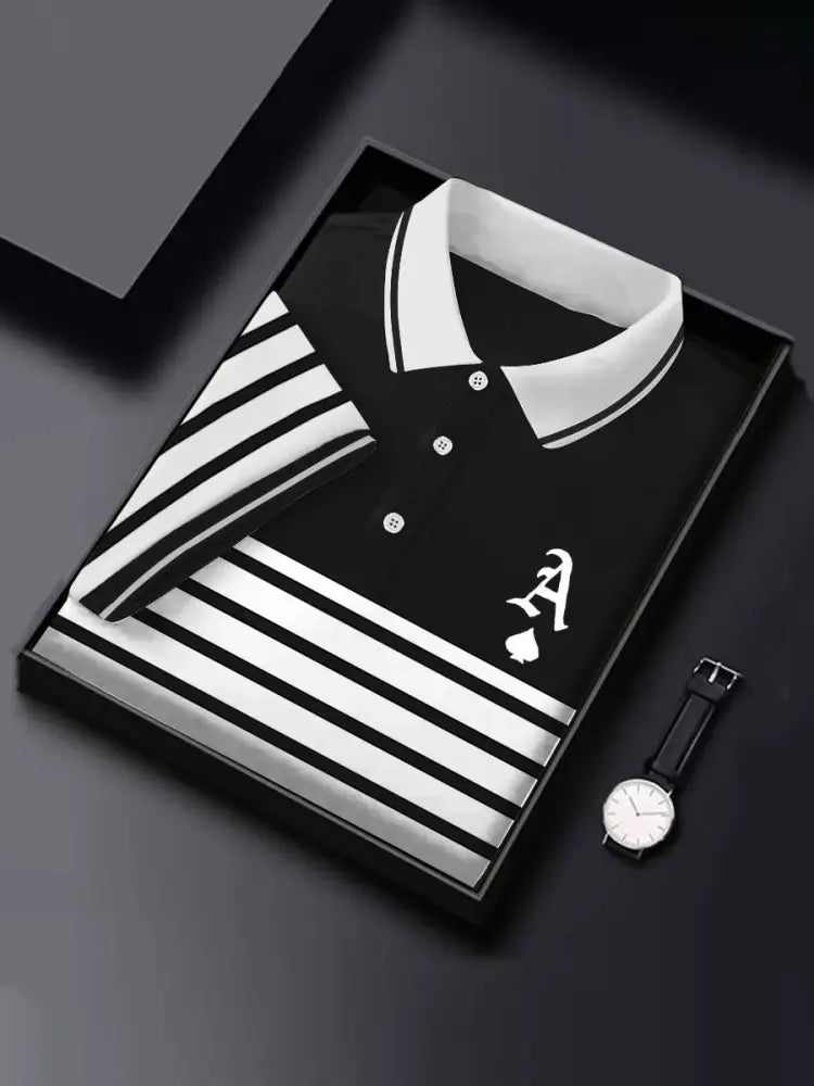 Men’s poker ace of spades striped tops Black / S