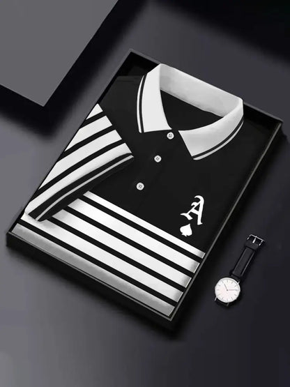 Men’s poker ace of spades striped tops Black / S
