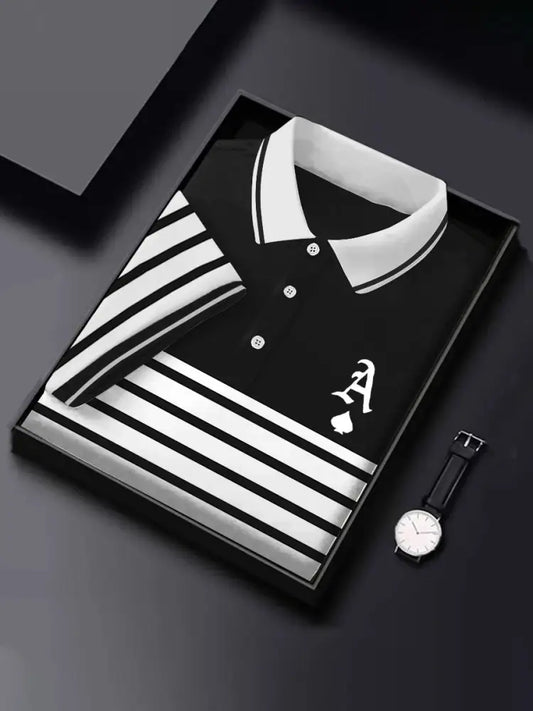 Men’s poker ace of spades striped tops Black / S