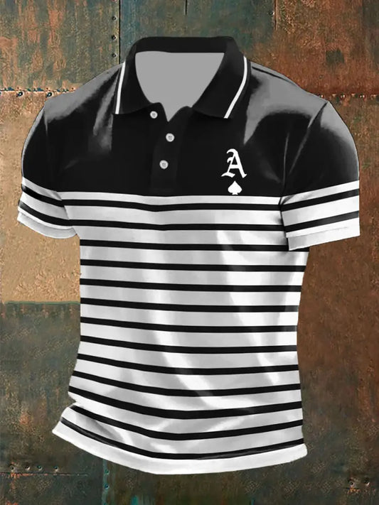 Men’s poker ace of spades striped tops Black / S