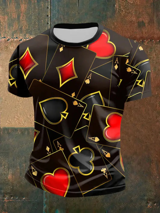 Men’s Poker Art Print T-Shirt Black / S