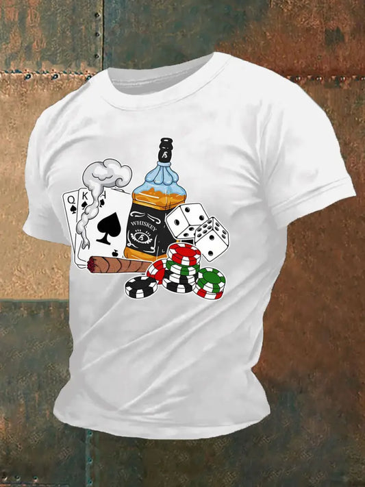 Men’s Poker Art Print T-Shirt White / S