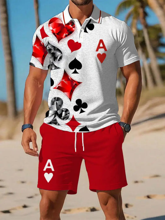 Men’s Poker Hearts A Casual Sets As picture / S