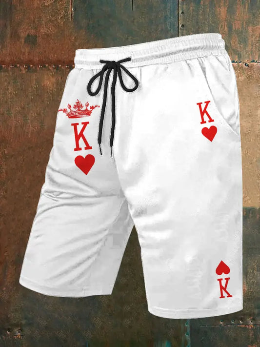 Men’s Retro Playing Cards Art Casual Shorts A / S