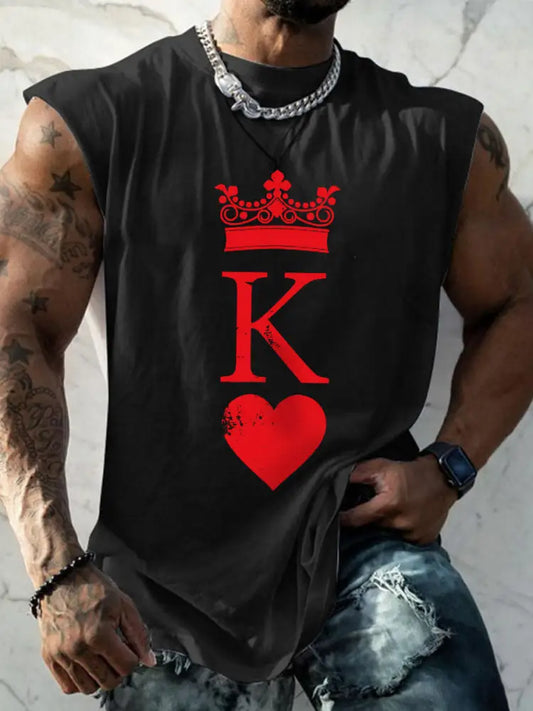 Men’s poker king of hearts vest Black / S