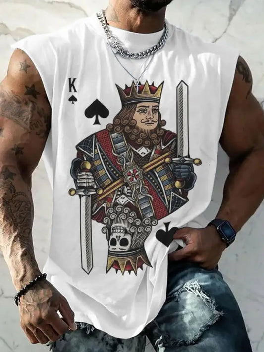 Men’s poker king of spades vest White / S