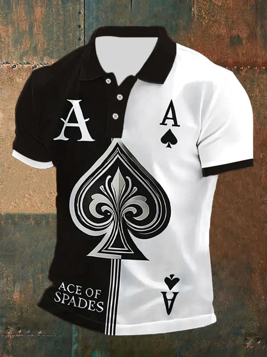 Men’s Poker Print Casual Top As picture / S