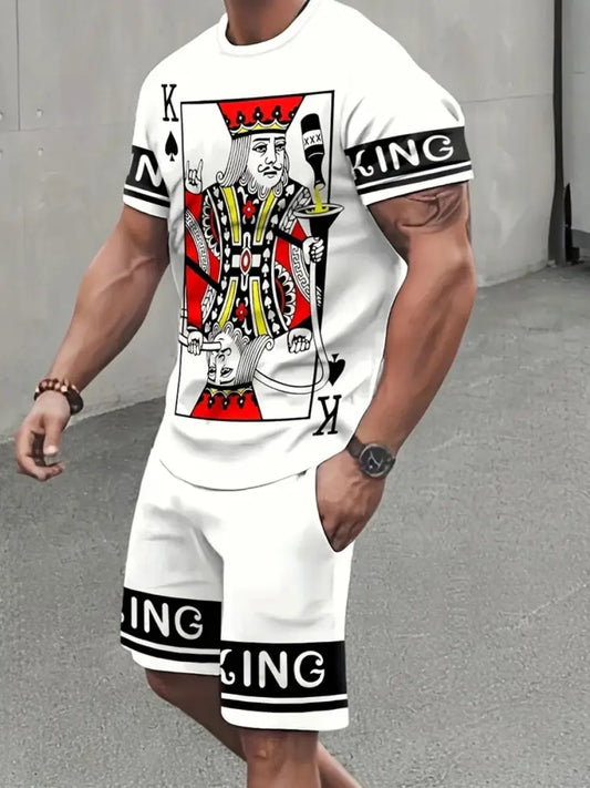 Men’s Poker Print Leisure Suit White / S