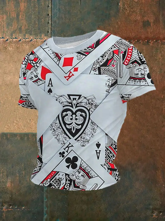 Men’s Poker Printed Casual T-Shirt White / S