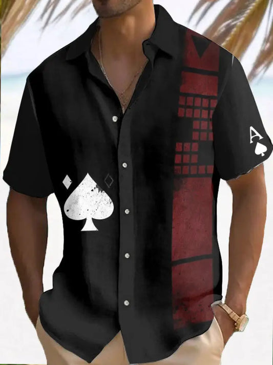 Men’s poker resort shirt Black / S