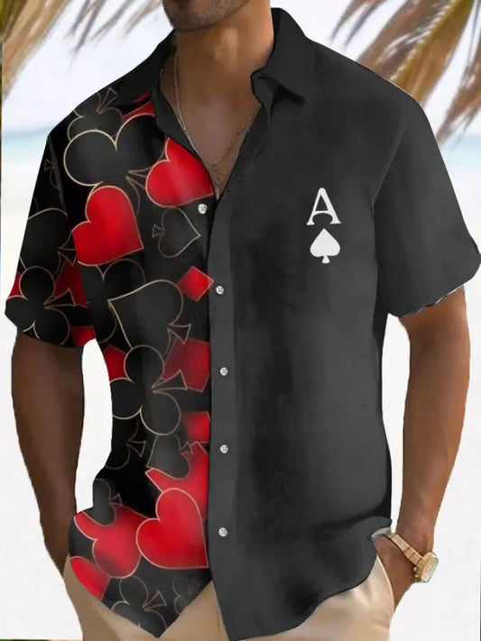 Men’s poker resort shirt Black / S