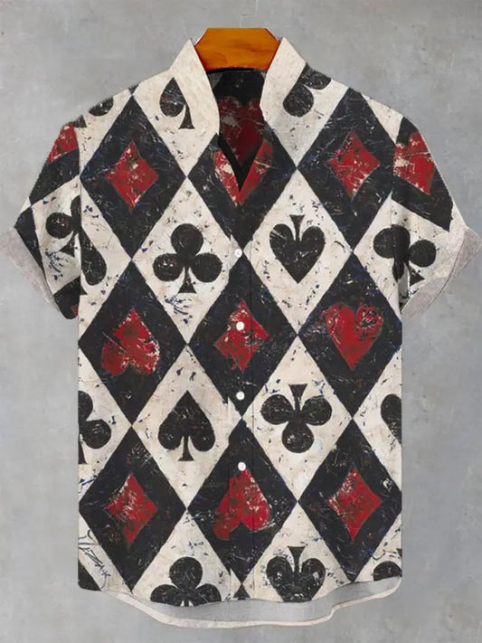 Men’s poker short-sleeved shirt As picture / S