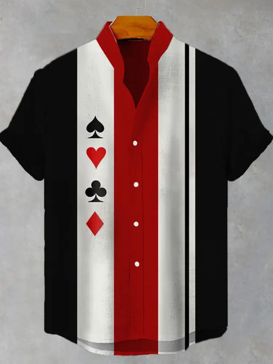 Men’s poker short-sleeved shirt Black / S