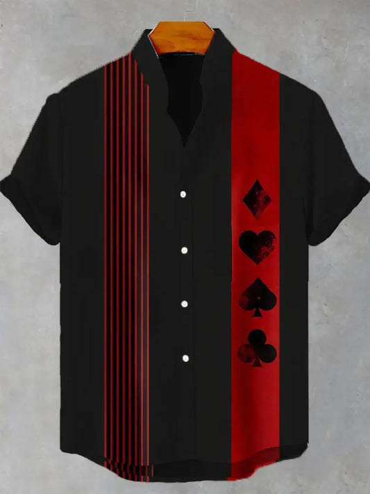 Men’s poker short-sleeved shirt Black / S