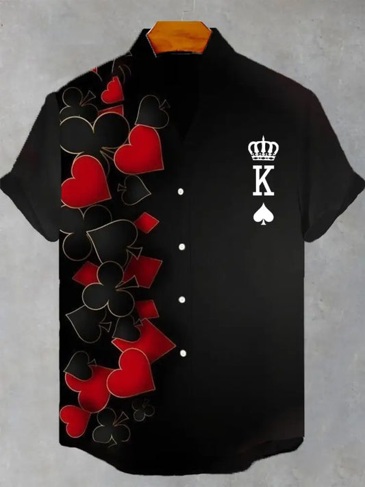 Men’s poker short-sleeved shirt Black / S