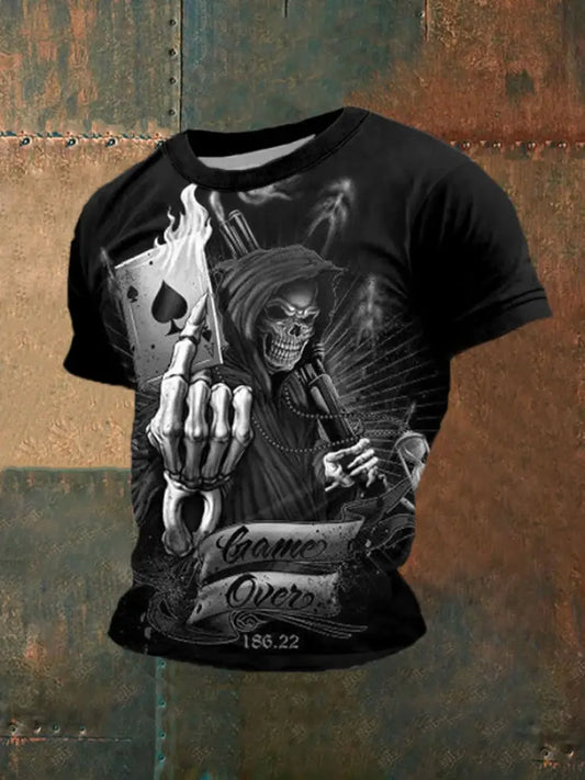 Men’s Poker Skull Casual T-Shirt Black / S