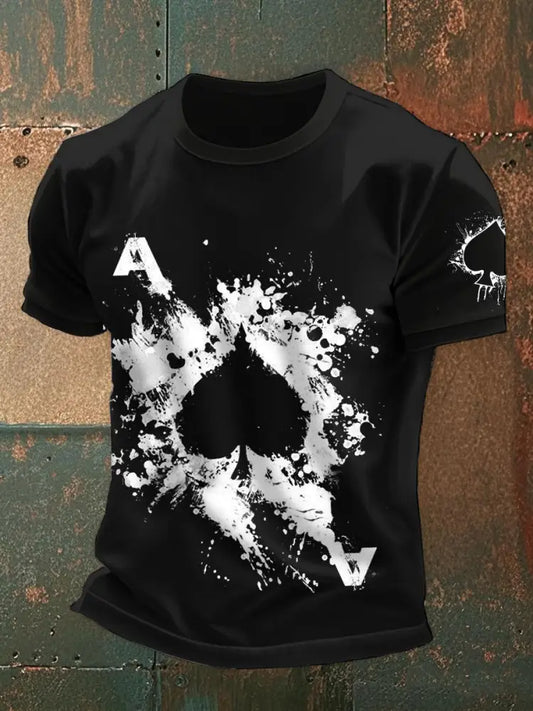 Men’s Poker Spade A print T-shirts Black / S