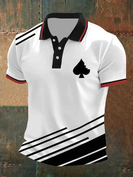 Men’s poker spades casual tops Black And White / S