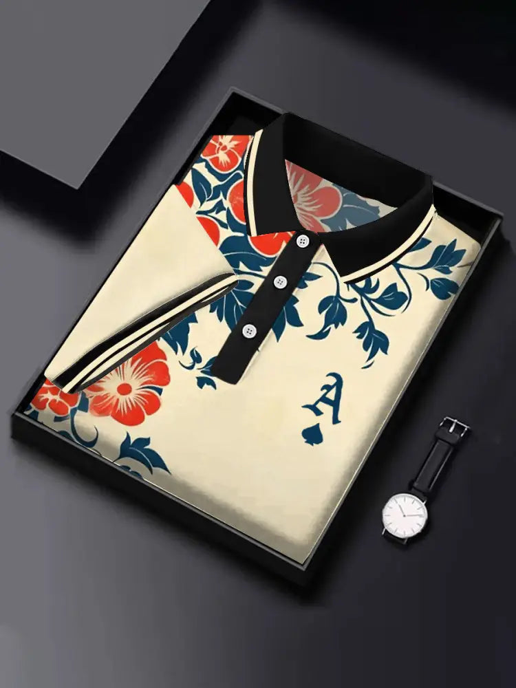Men’s poker vintage floral Ace of Spades tops Black / S