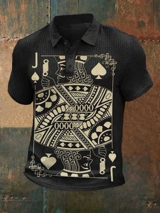 Men’s poker waffle T-shirt Black / S