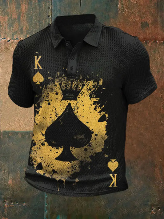 Men’s poker waffle T-shirt Black / S