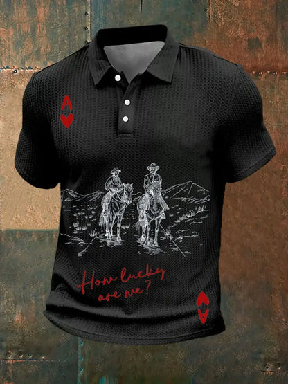 Men’s poker waffle T-shirt Black / S