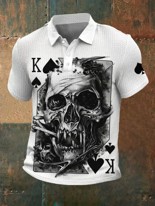 Men’s poker waffle T-shirt White / S