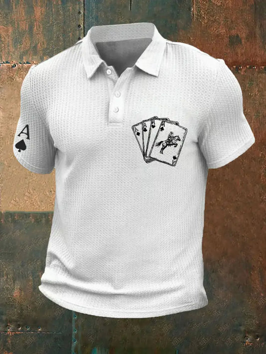 Men’s poker waffle T-shirt White / S