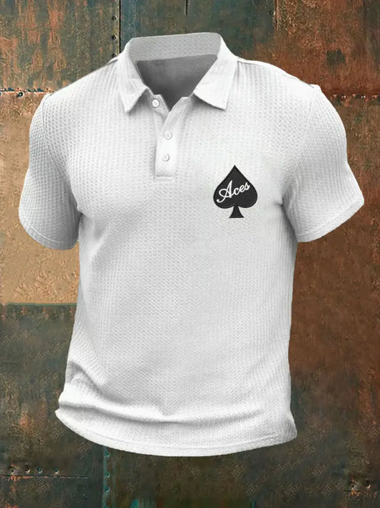 Men’s poker waffle T-shirt White / S