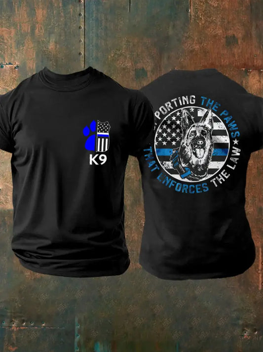 Men’s Police Dog Funny Supporting The Paws K9 Police Officer T-Shirt Black / S