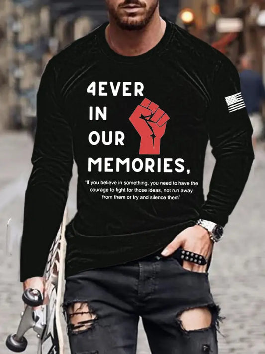 Men’s Pray for Charlie Kirk Printed long sleeve T-shirt Black / S