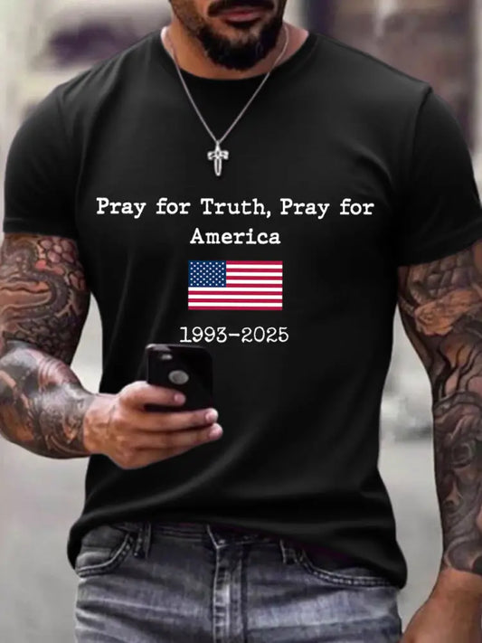 Men’s Pray For Truth Pray For America Print T-Shirt Black / S