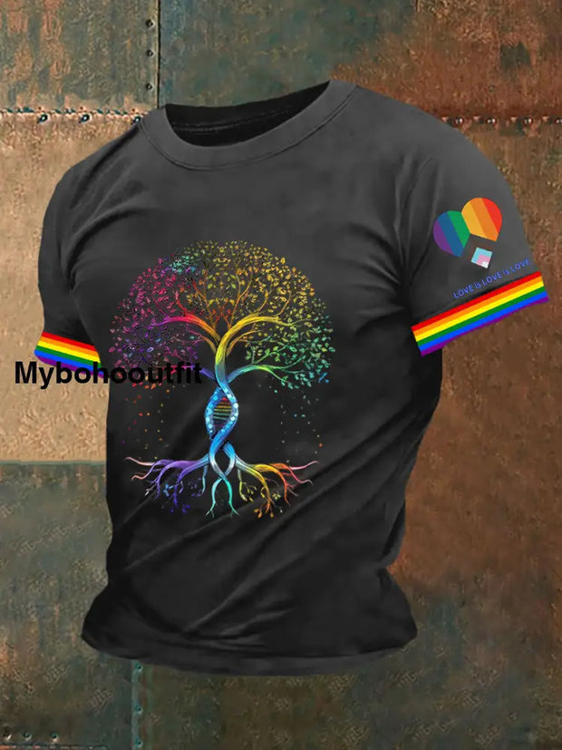 Men’s Pride Month Pride Tree of Life Short Sleeve T-shirt Dark Gray / S
