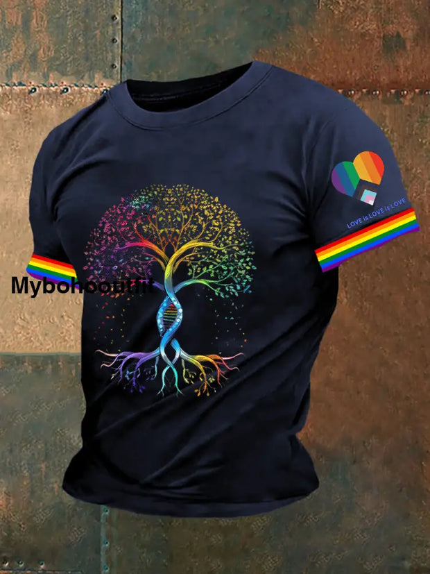 Men’s Pride Month Pride Tree of Life Short Sleeve T-shirt Navy Blue / S