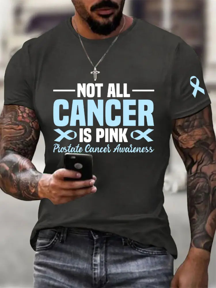 Men’s Prostate Cancer Awareness Print Casual T Shirt Dark Gray / S