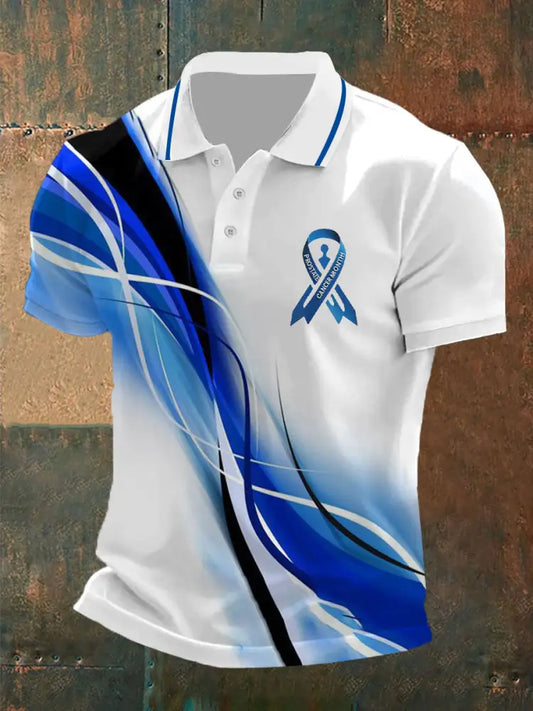Men’s Prostate Cancer Awareness Print Casual Top Blue / S