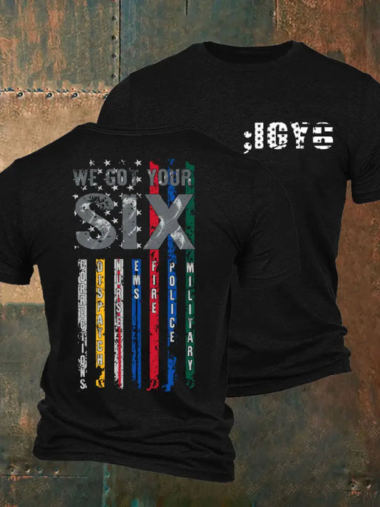 Men’s PTSD Awareness Veteran I Got You Six Printed T-Shirt Black / S