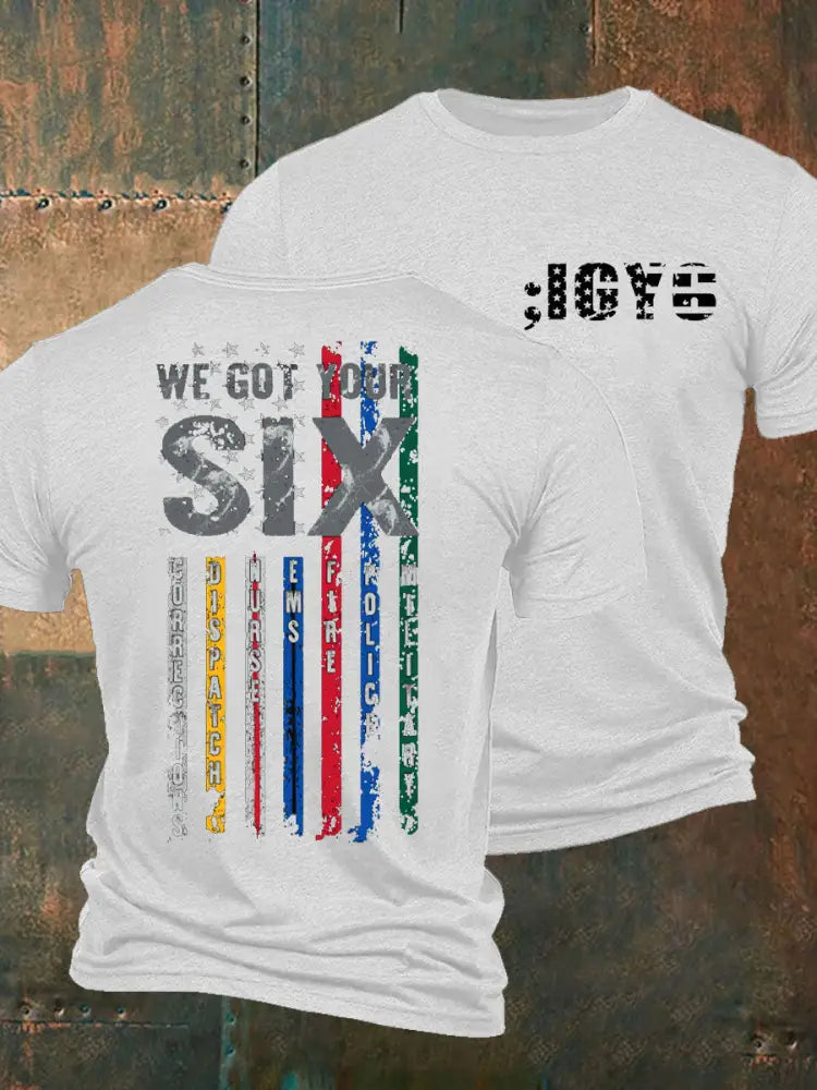 Men’s PTSD Awareness Veteran I Got You Six Printed T-Shirt White / S