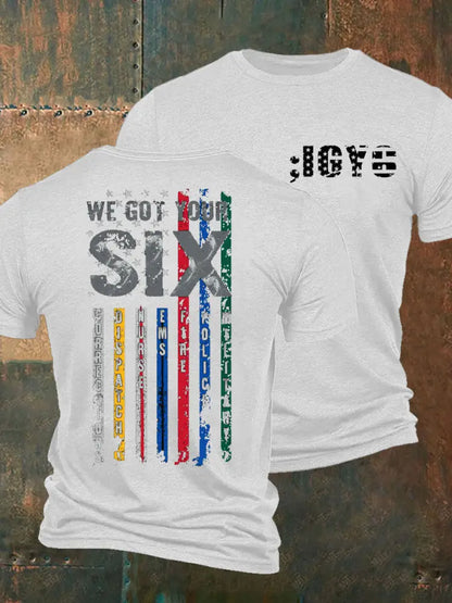 Men’s PTSD Awareness Veteran I Got You Six Printed T-Shirt White / S