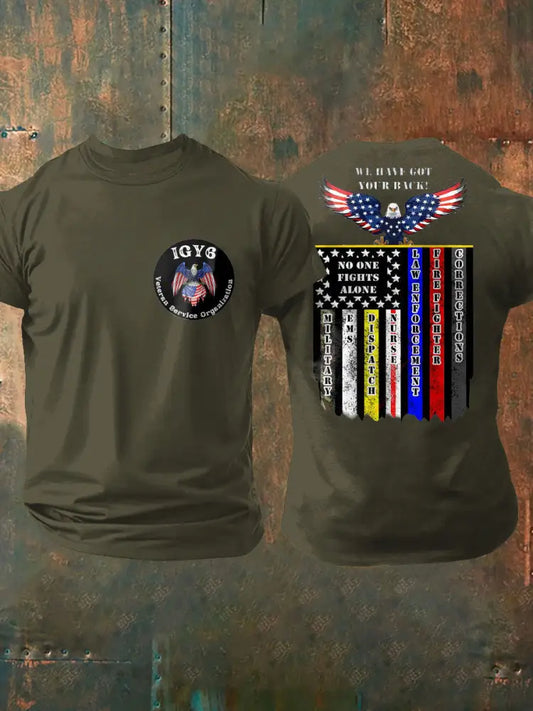 Men’s PTSD Awareness Veteran I Got Your Six Printed T-shirt Army Green / S