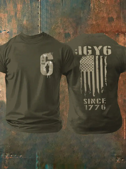 Men’s PTSD Awareness Veteran I Got Your Six Printed T-shirt Army Green / S